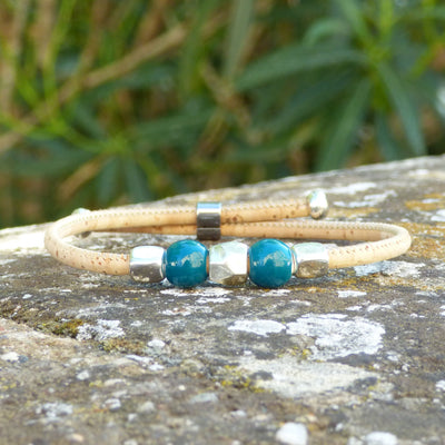 Bracelet jonc fin perlé en liège du Portugal — Cork Colors femme