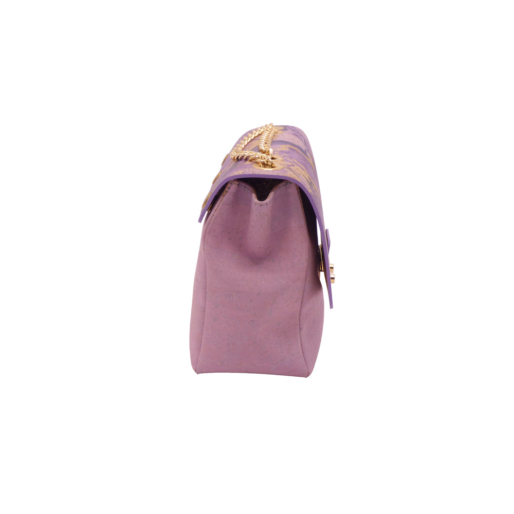 Sac Inspira Mauve Artipel en liège - détail fermeture magnétique dorée
