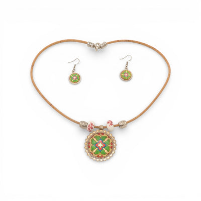 Collier boucles d'oreilles liège Artipel — parure motif Azulejos agencement élégant