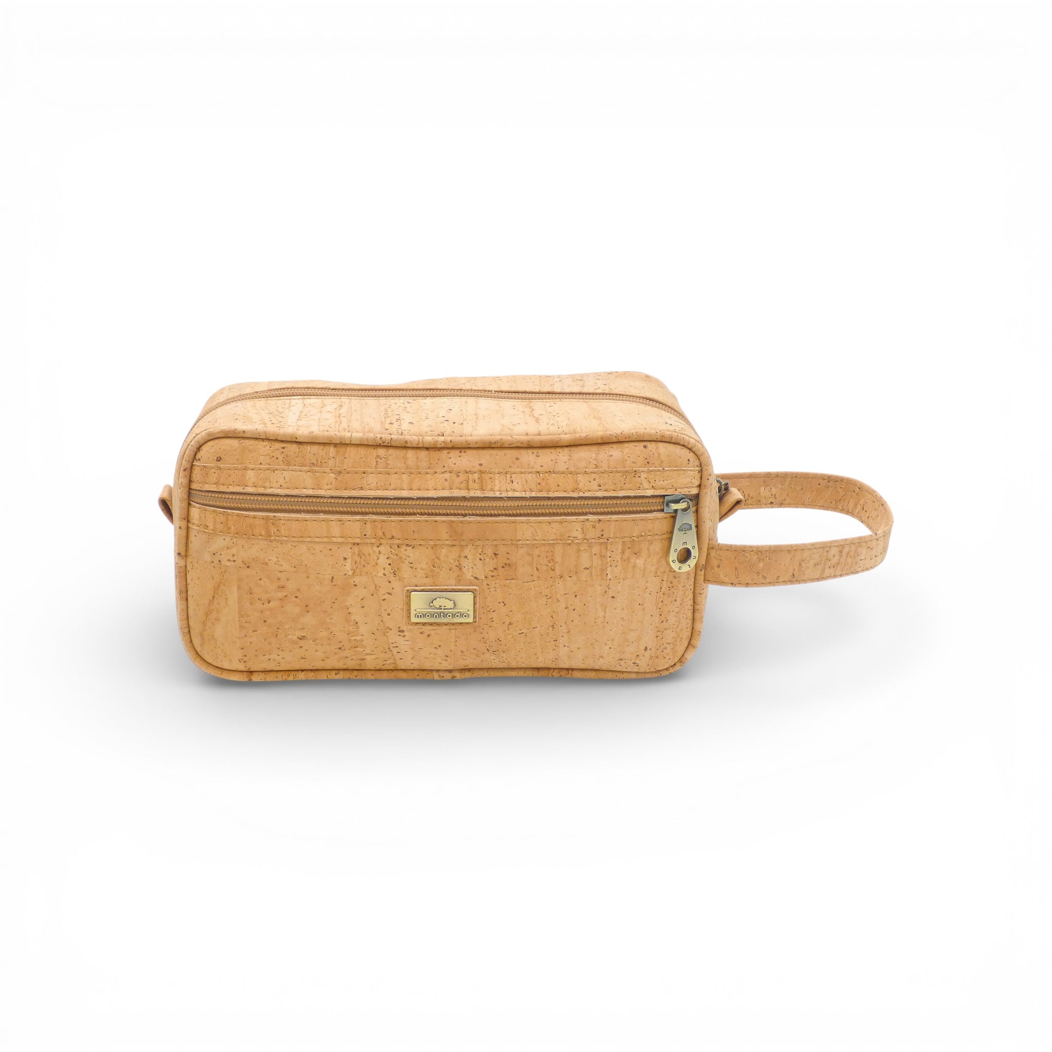 Trousse de Toilette "Voyageur" en Liège de Montado, vue de près montrant la texture et le design élégant.