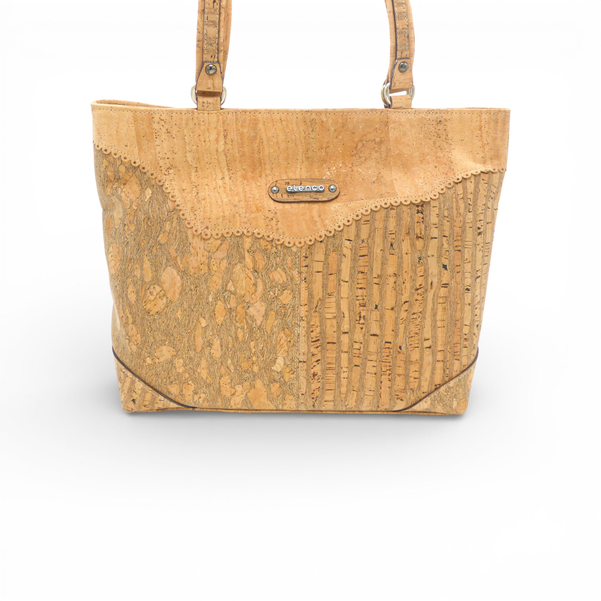 Sac épaule bicolore Elenco en liège - profil, design minimaliste - artisanat