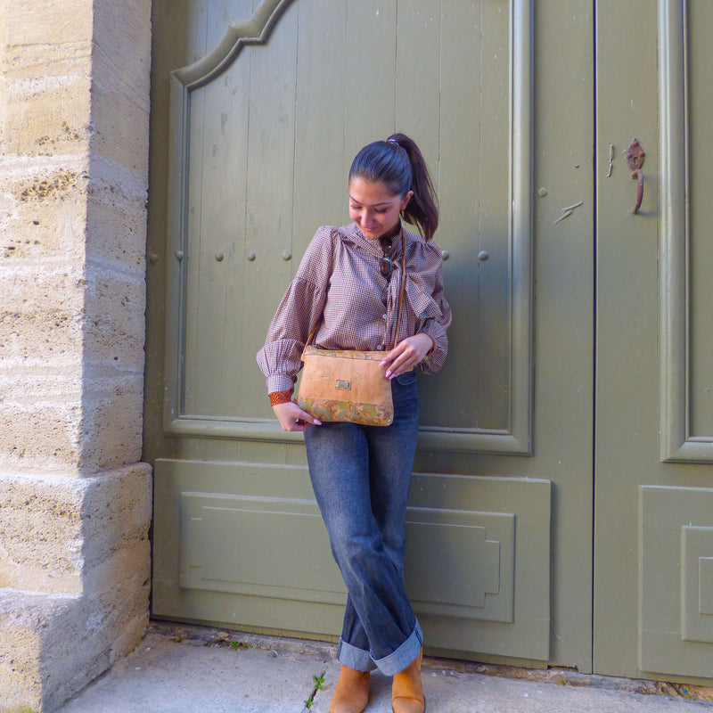 Pochette bandeau en liège naturel portée bandoulière — Montado, bandeau multicolore, Portugal