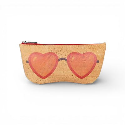 Étui à lunettes souple en liège du Portugal — Artipel motif cœur rouge rayé alternative cuir
