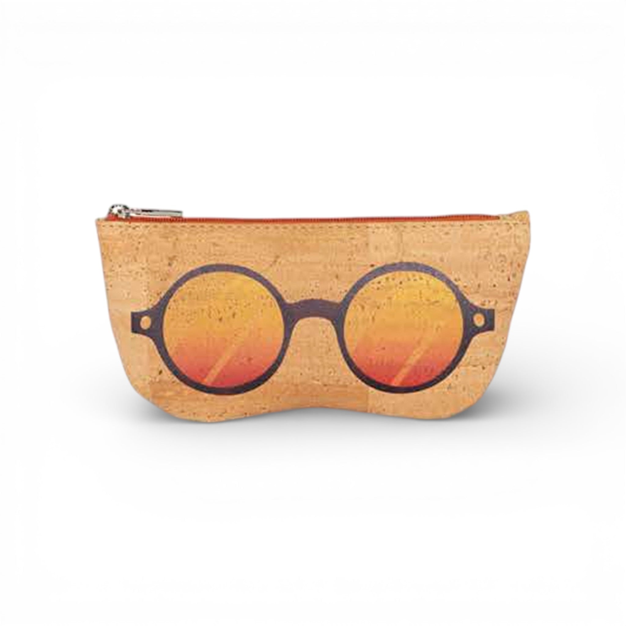 Étui à lunettes en liège imprimé lunettes rondes orangées — Artipel, zip orange, Portugal