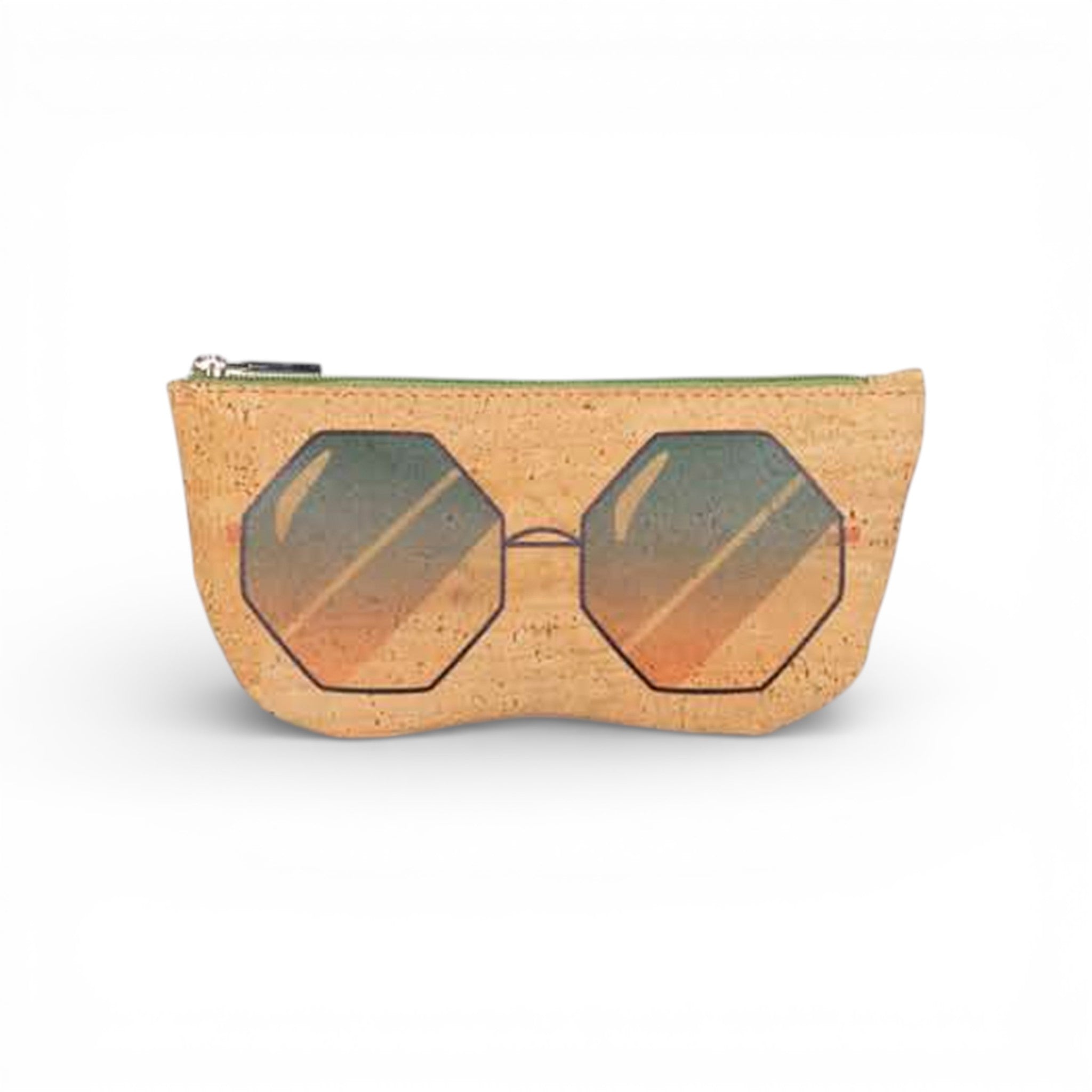 Étui à lunettes en liège imprimé lunettes octogonales — Artipel, zip vert, Portugal