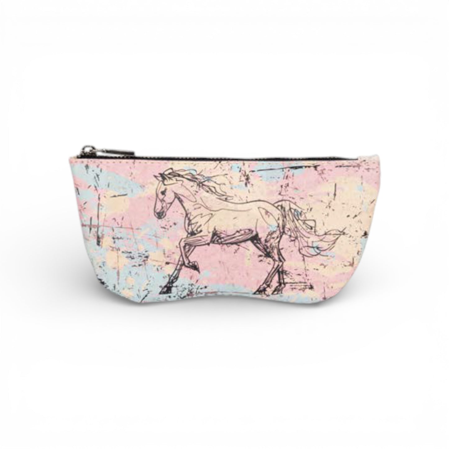 Soft eyeglasses case by Artipel featuring a creative blue, white, and pink horse design.