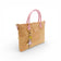 Sac modulable en liège naturel, anses roses — Artipel, trois-quarts, bijou poupée, plaque dorée Portugal