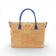 Sac modulable cabas en liège naturel, vue de face — Artipel, anses bleues, zip doré, Portugal