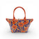 Sac trapèze en liège imprimé coquelicots orange et violet, face avant — Artipel, Portugal