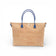 Sac modulable en liège naturel uni de face — Artipel, format cabas, anses bleues, Portugal