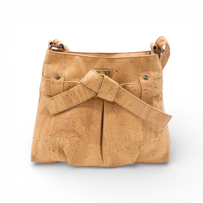 Sac bandoulière Nœud Montado en liège - vue face, coloris naturel - Portugal