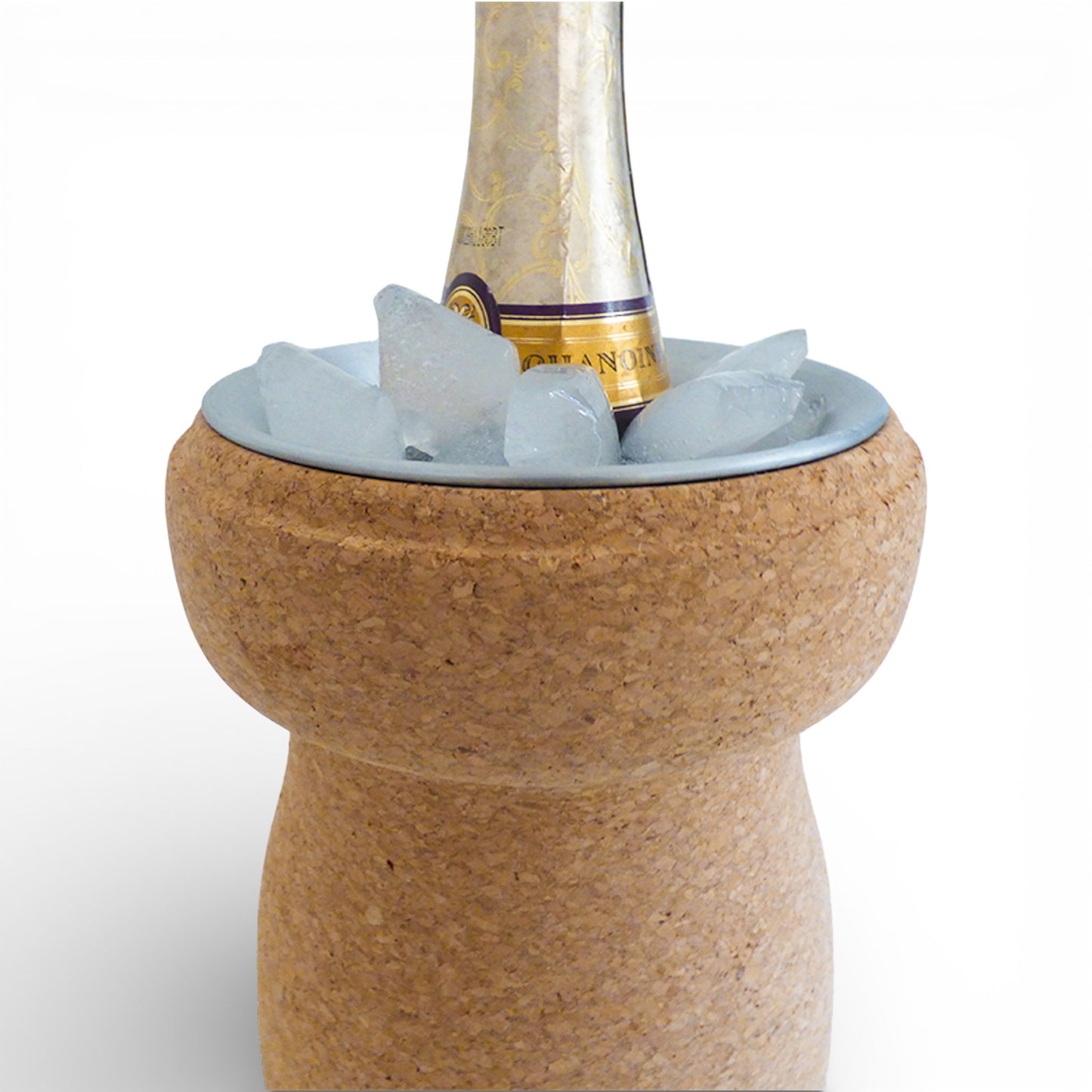 Seau à bouteille et glaçons "Champagne" en liège naturel de Viking, idéal pour le service des boissons.