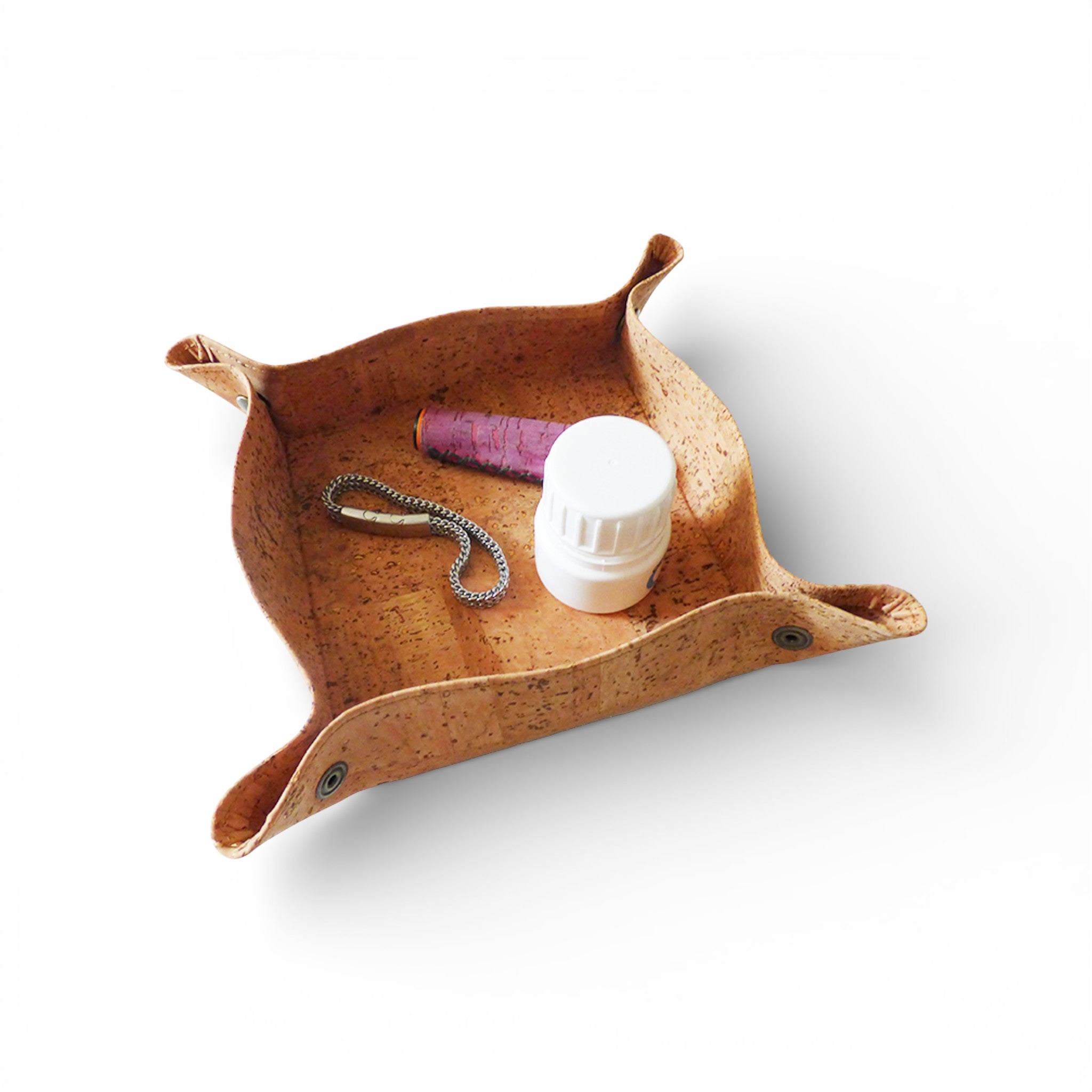 Carré Vide Poche en tissu liège de Viking, élégant organisateur d'entrée au design naturel pour art de la table.