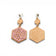 Boucles d'oreilles hexagone rose en liège, recto et verso — Artipel, Portugal