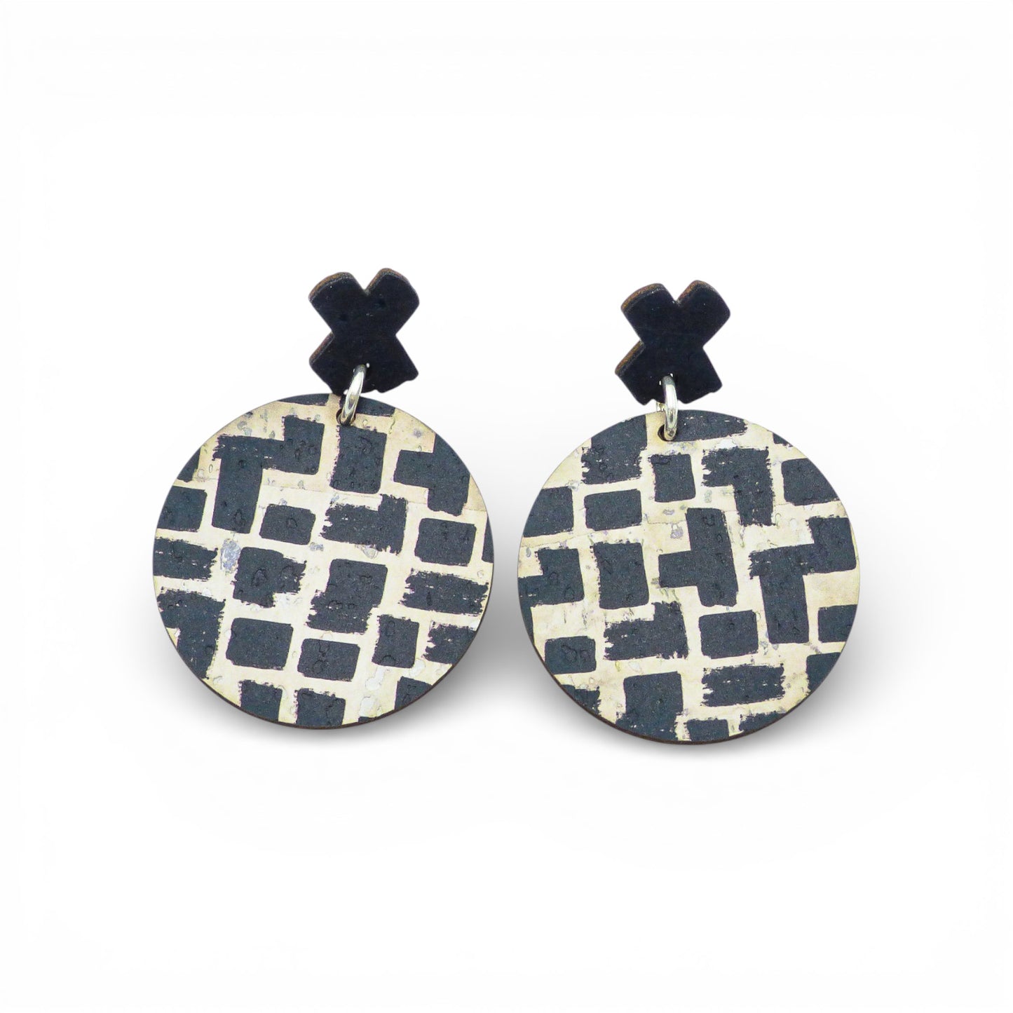 Boucle d'oreilles " Rondes B&W " - Artipel
