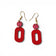 Boucles d'oreilles ovale ajouré rouge en liège naturel, légères et faites main au Portugal