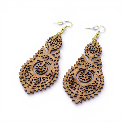Boucles d'oreilles liège Arabesques Naturelles — Artipel motif élégant unique Portugal