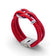 Bracelet multi-rangs en liège rouge de trois quarts — Cork Colors, nœud et médaillon, Portugal