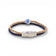 Bracelet duo en liège bleu et naturel, perle céramique fleurie bleue — Cork Colors, fermoir acier