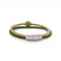 Bracelet en liège naturel et vert olive, perle céramique — Cork Colors, fermoir acier, Portugal