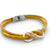 Infinity bracelet by Cork Colors featuring a yellow cork design and silver clasp, highlighting its unique texture and style.
