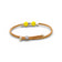 Delicate Cork Colors bracelet with pearl accents and silver clasp, featuring a thin design in a vibrant yellow hue.
