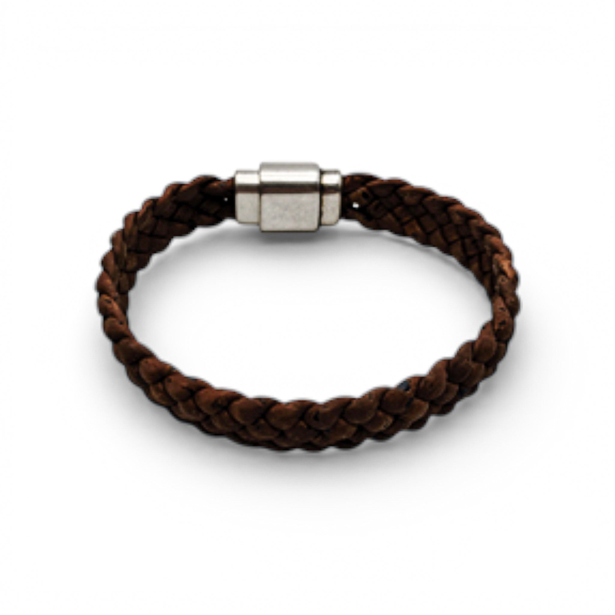 Bracelet rond tressé en liège brun foncé — Artipel, fermoir aimanté barillet, Portugal