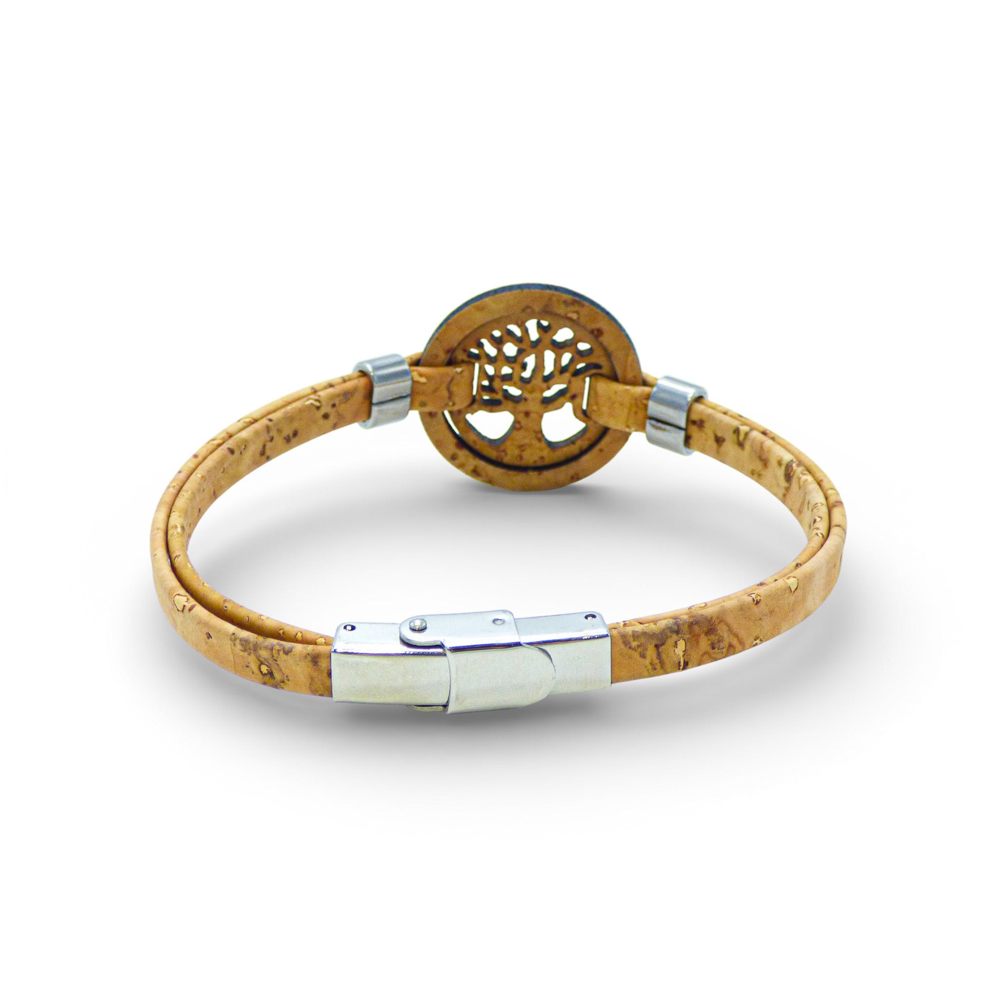 Blue Cork Colors bracelet featuring a Tree of Life medallion, showcasing a unique cork design for women.
