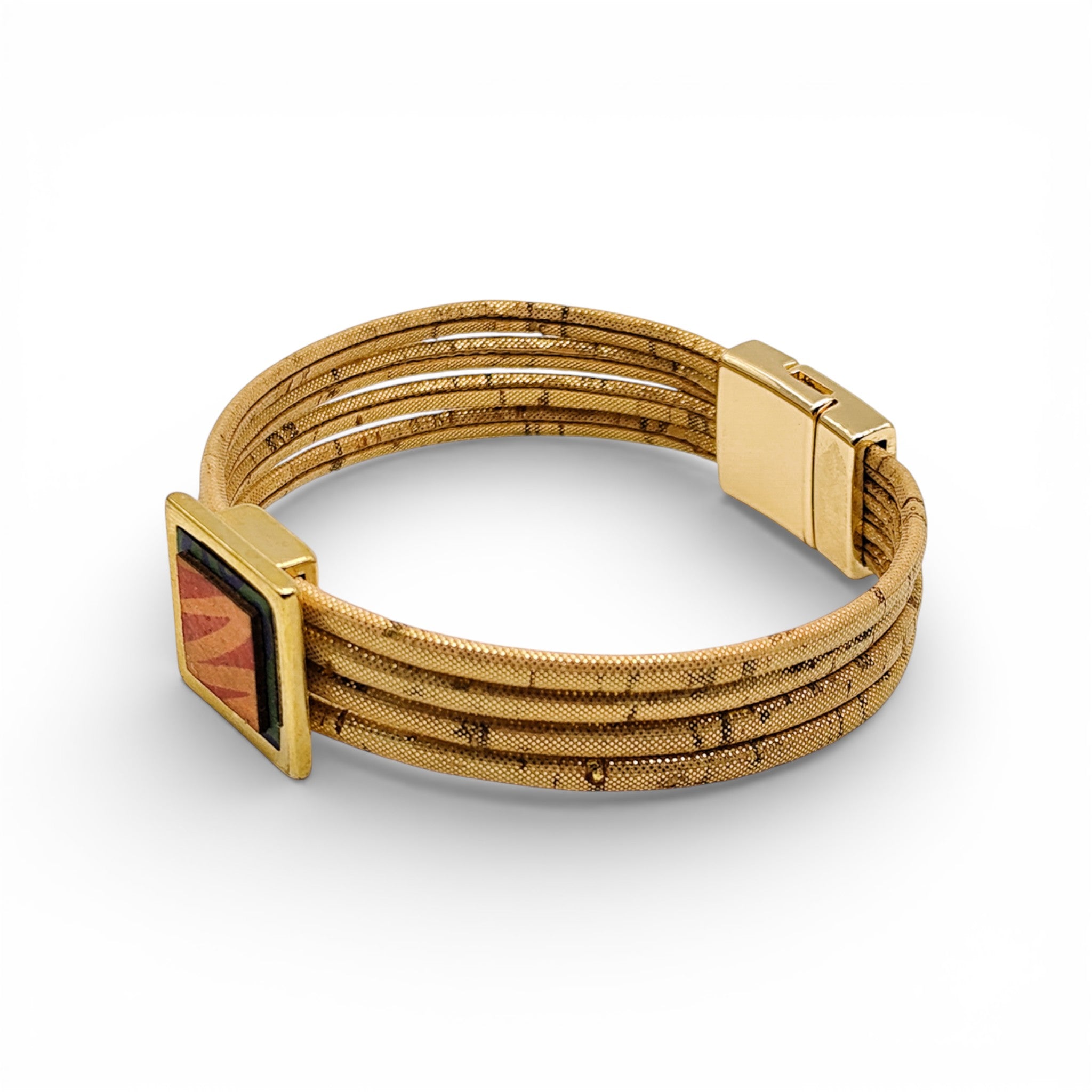 Bracelet vegan et éco-responsable en liège naturel du Portugal : Bracelet Multi-Rangs Rio Do Brazil - Artipel - Home & Liège