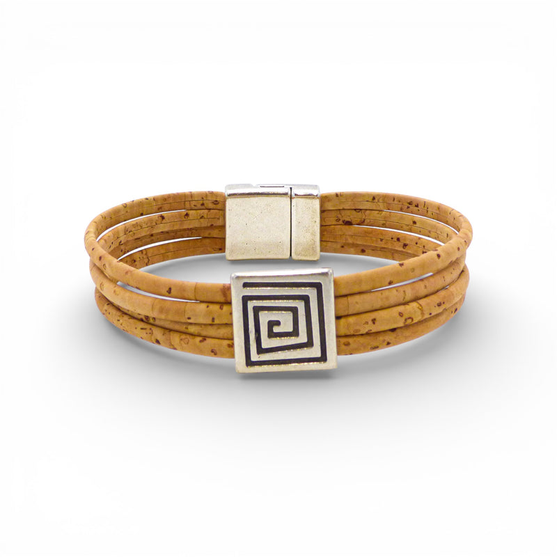 Bracelet en liège grecque — Artipel bijou femme artisanal Portugal métal blanchi