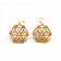 Boucles d'oreilles rosace en liège doré de face — Artipel, motif géométrique, Portugal