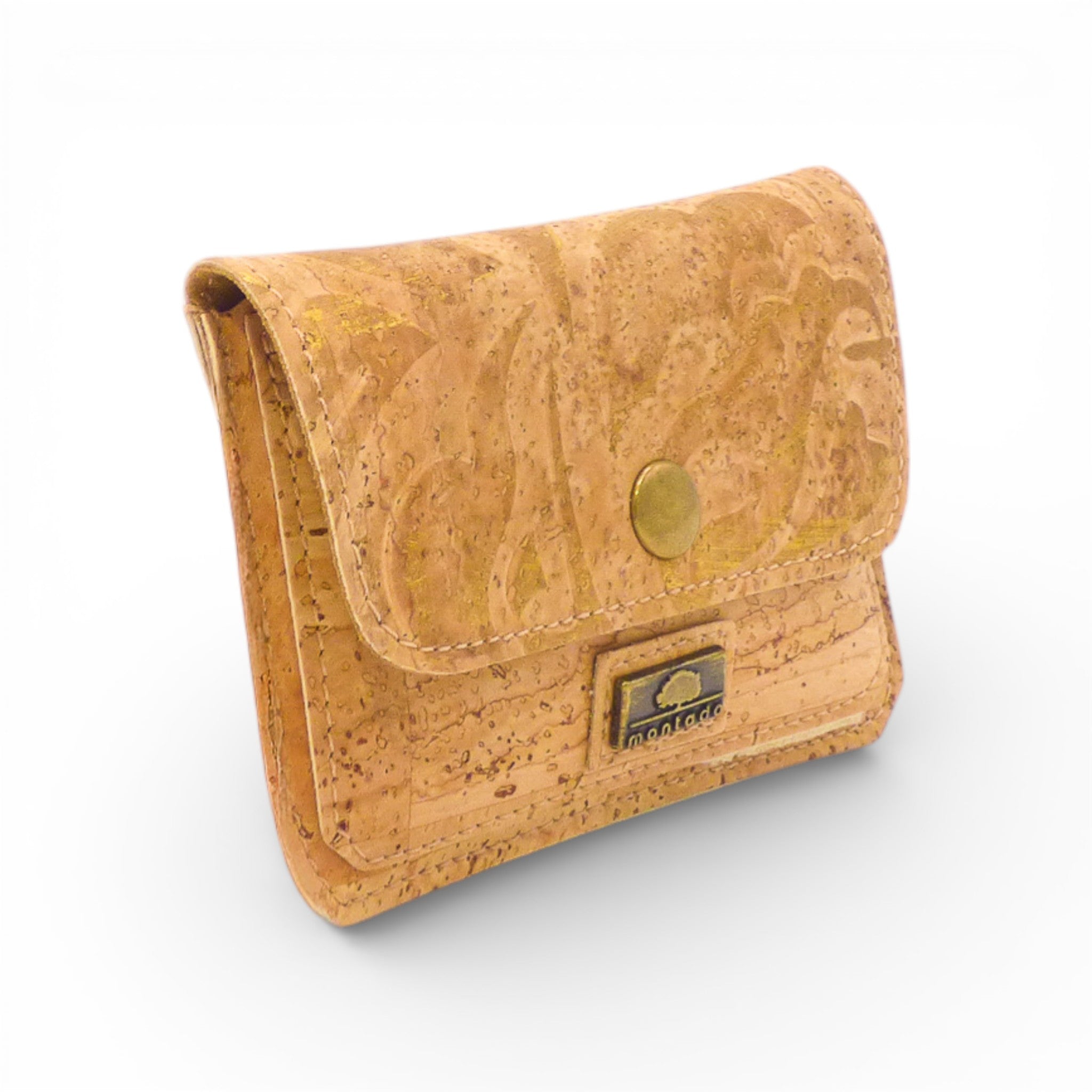 Porte monnaie en liège Montado, design élégant avec rabat, couleur naturelle et texture distinctive.
