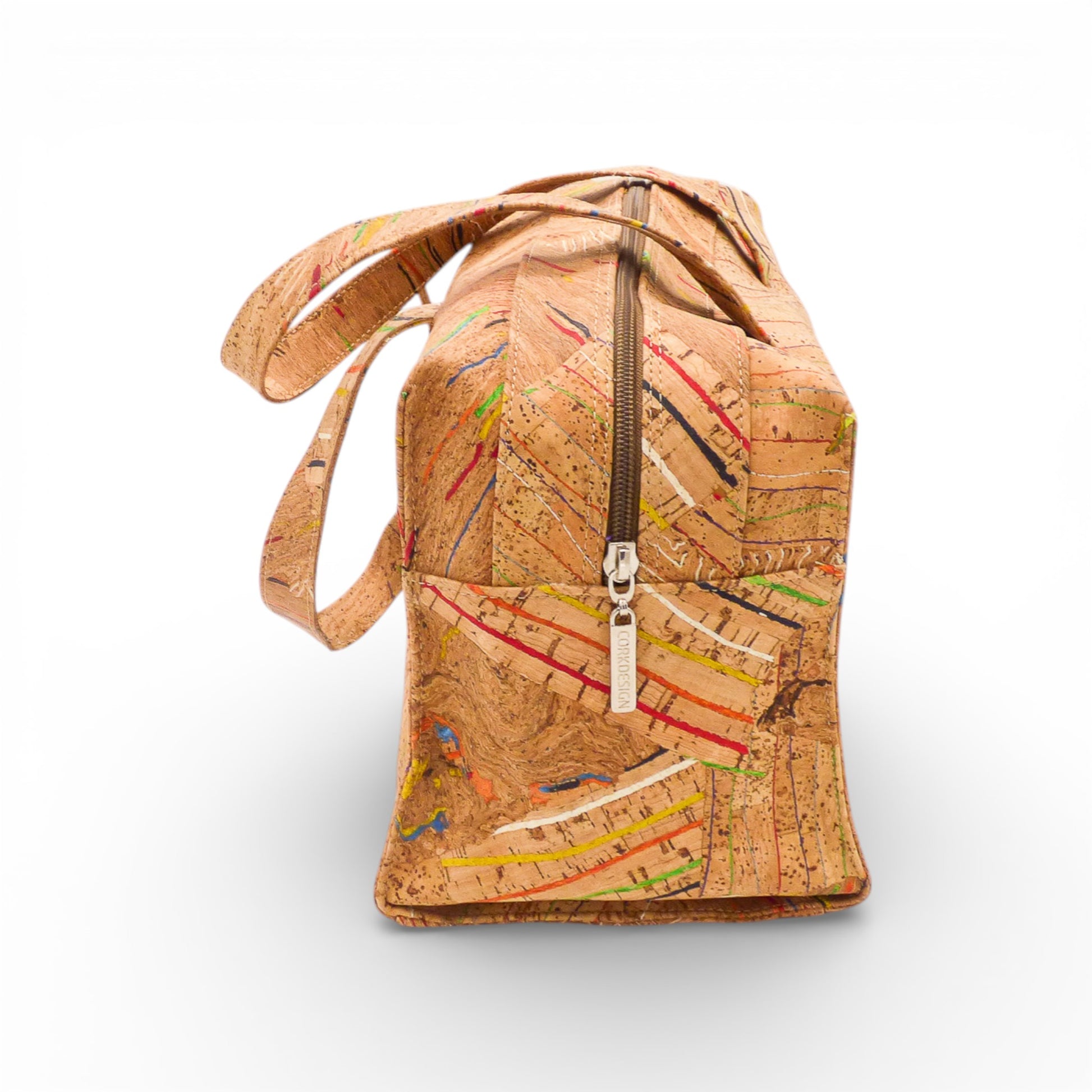 Sac à main et épaule en liège de Cork Design, affichant un élégant motif naturel et une texture unique.