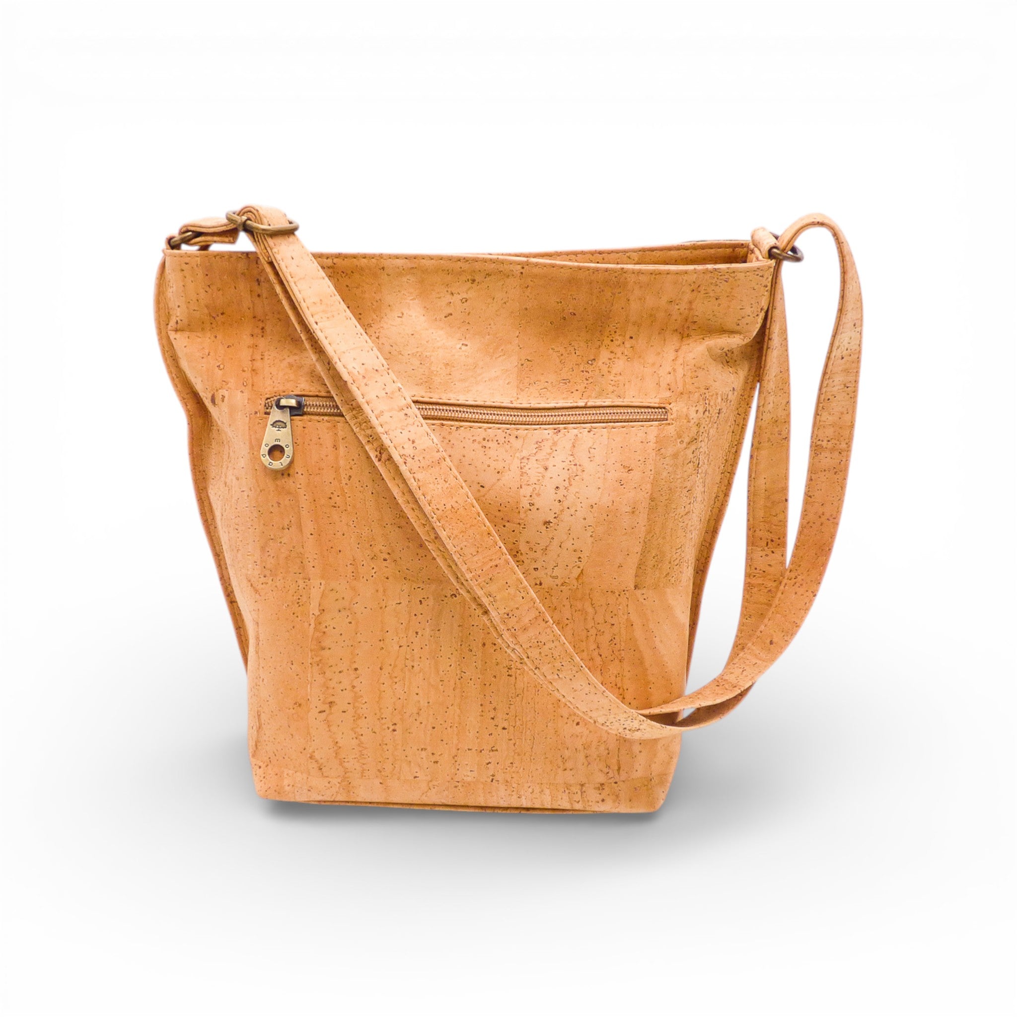 Sac bandoulière Montado en liège beige - vue trois quarts ouverte