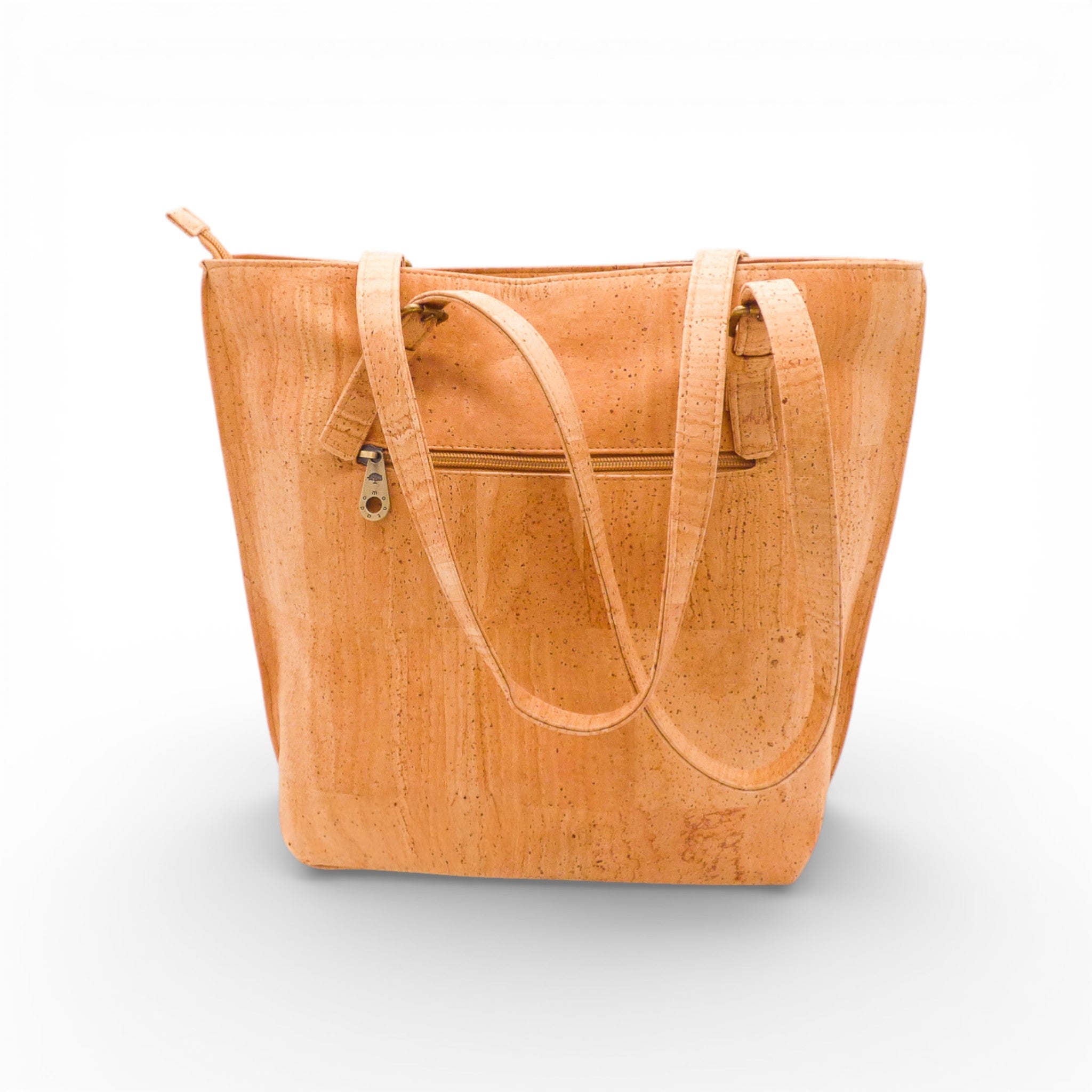 Sac épaule en liège naturel uni, dos à poche zippée — Montado, anses réglables, Portugal