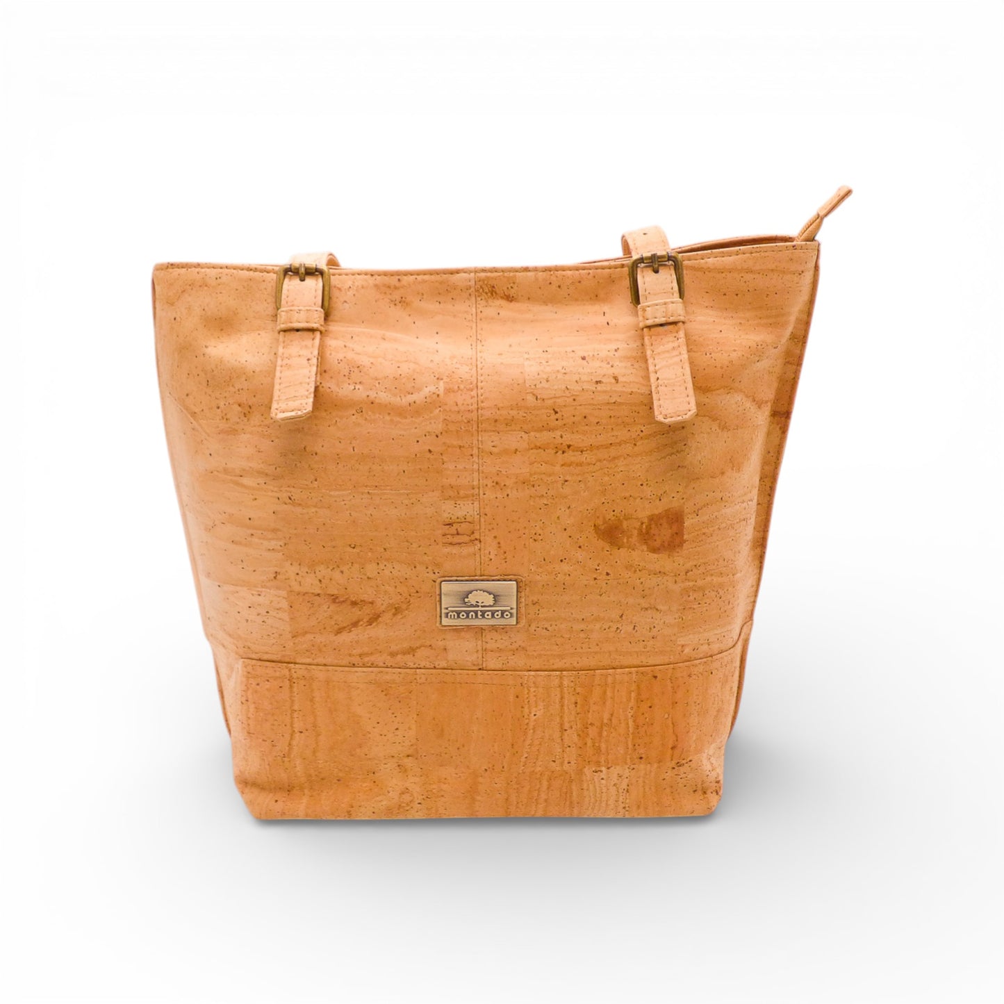 Sac épaule Montado en liège, avec design élégant et bandoulière ajustable, sur fond neutre.