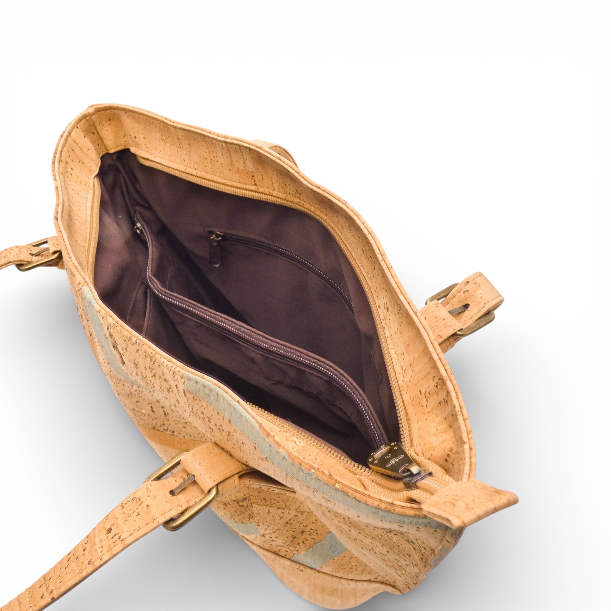 Intérieur sac épaule liège — Montado — compartiments artisanat Portugal