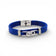 Bracelet homme en liège bleu, vue de face — Cork Colors, maillon acier entrelacé, Portugal
