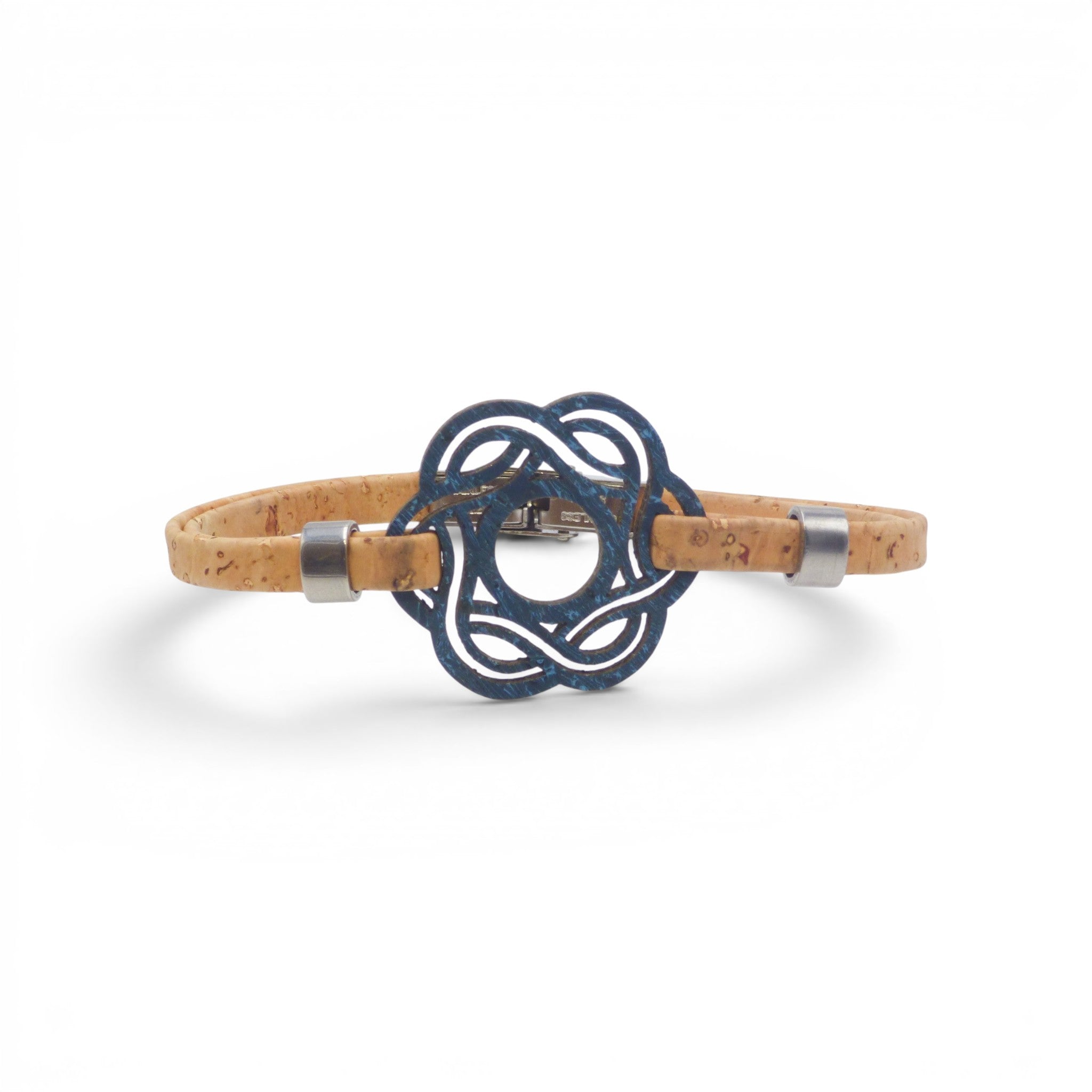 Bracelet en liège vert épais, motif soleil ajouré, bijou écolo femme original