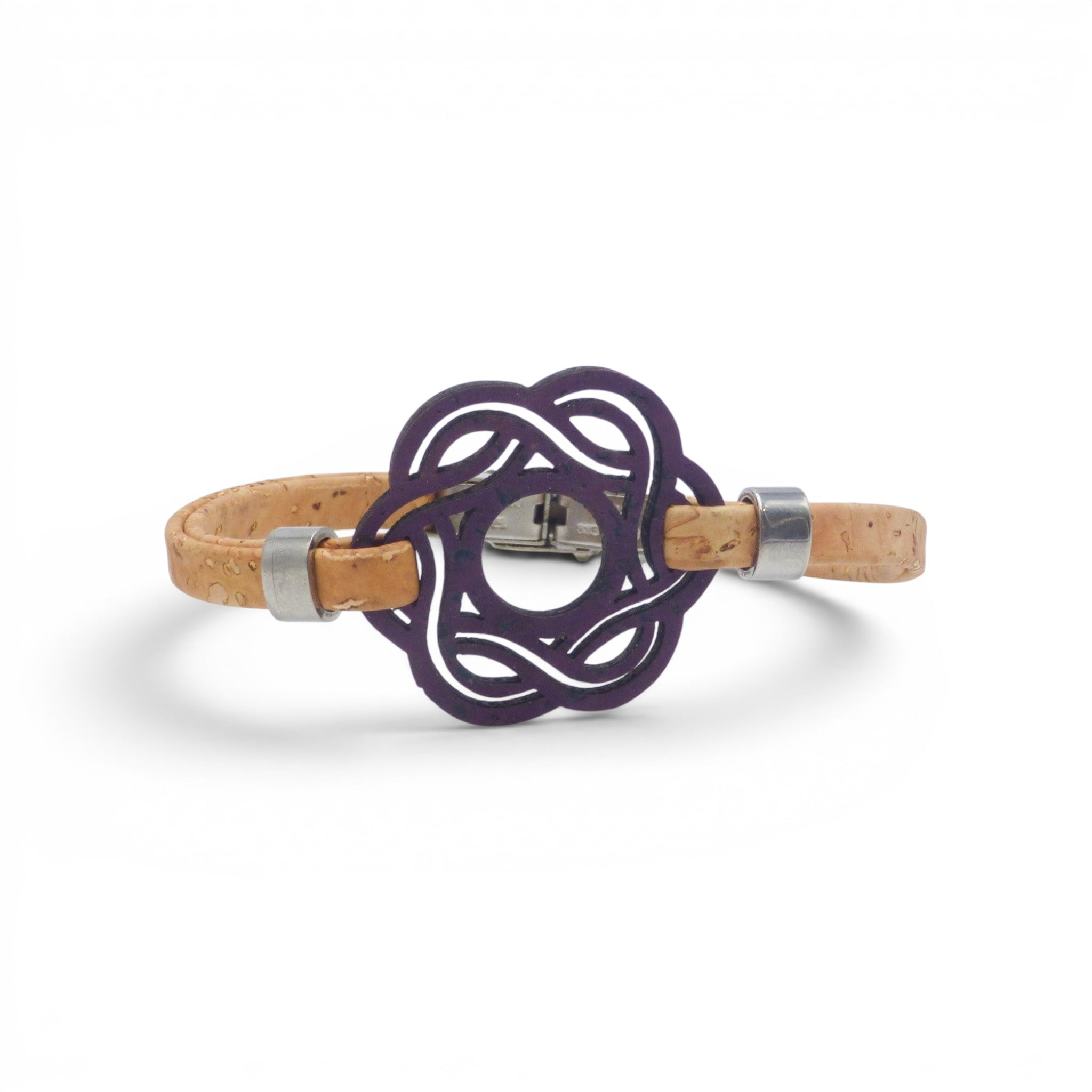 Bracelet liège violet, chaîne Cork Colors ajustable, cadeau féminin artisanat
