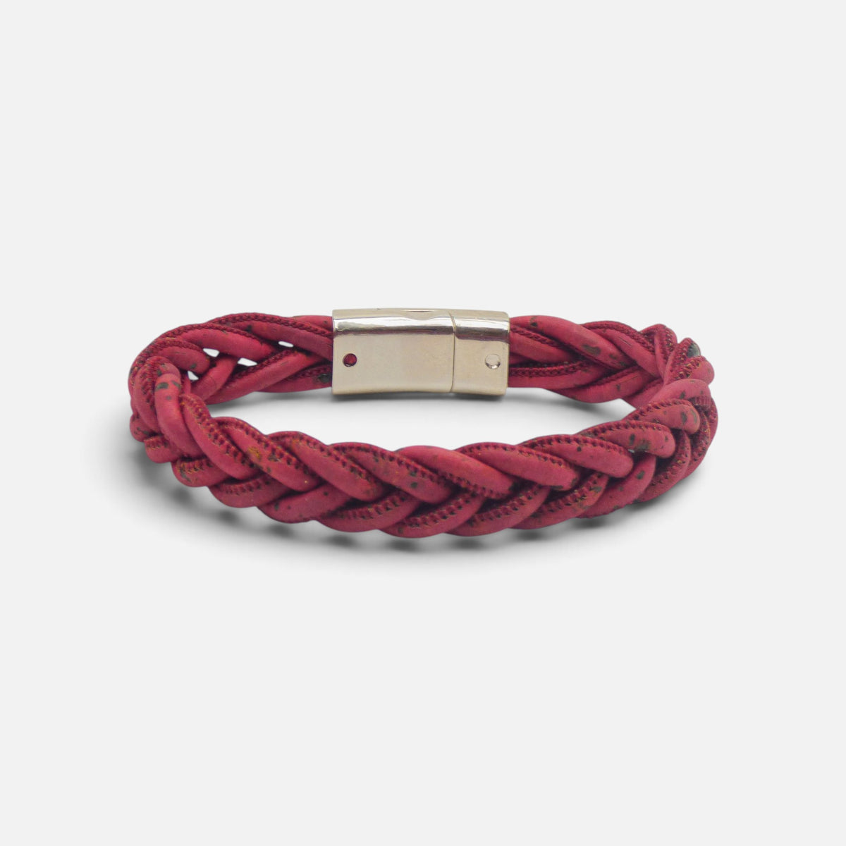 Tresse de liège rose foncé vue de face, couleur teintée dans la masse