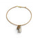 Collier ajustable liege et verre gris-blanc nacre, feuille doree, fait main Cork Colors, cadeau femme original