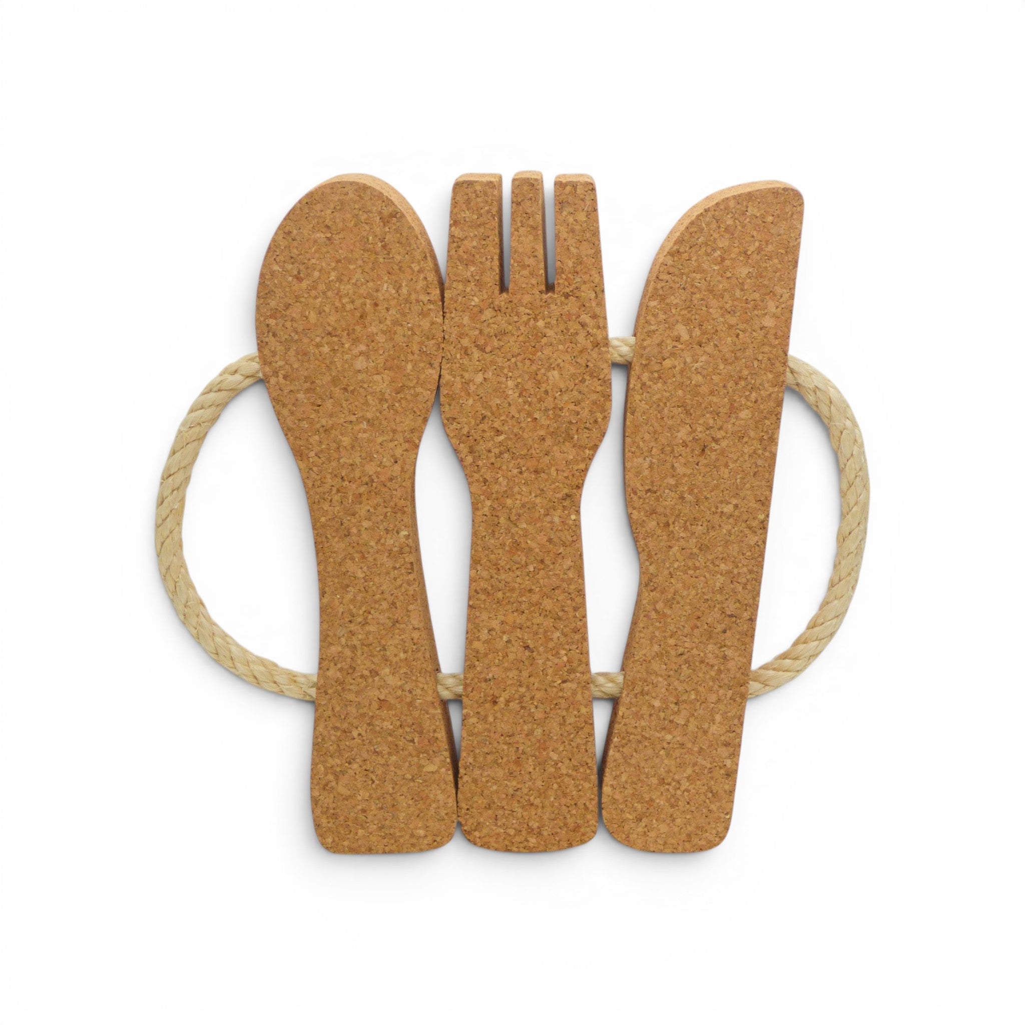 Dessous de plat vue latérale anse corde crème