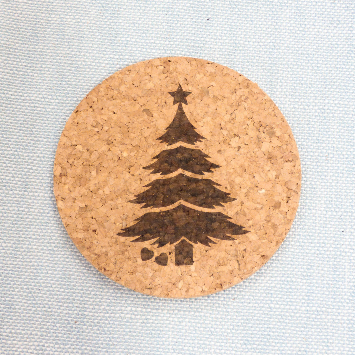 Dessous de verre gravé d'un sapin de Noël étoilé, cadeau personnalisé pour les fêtes