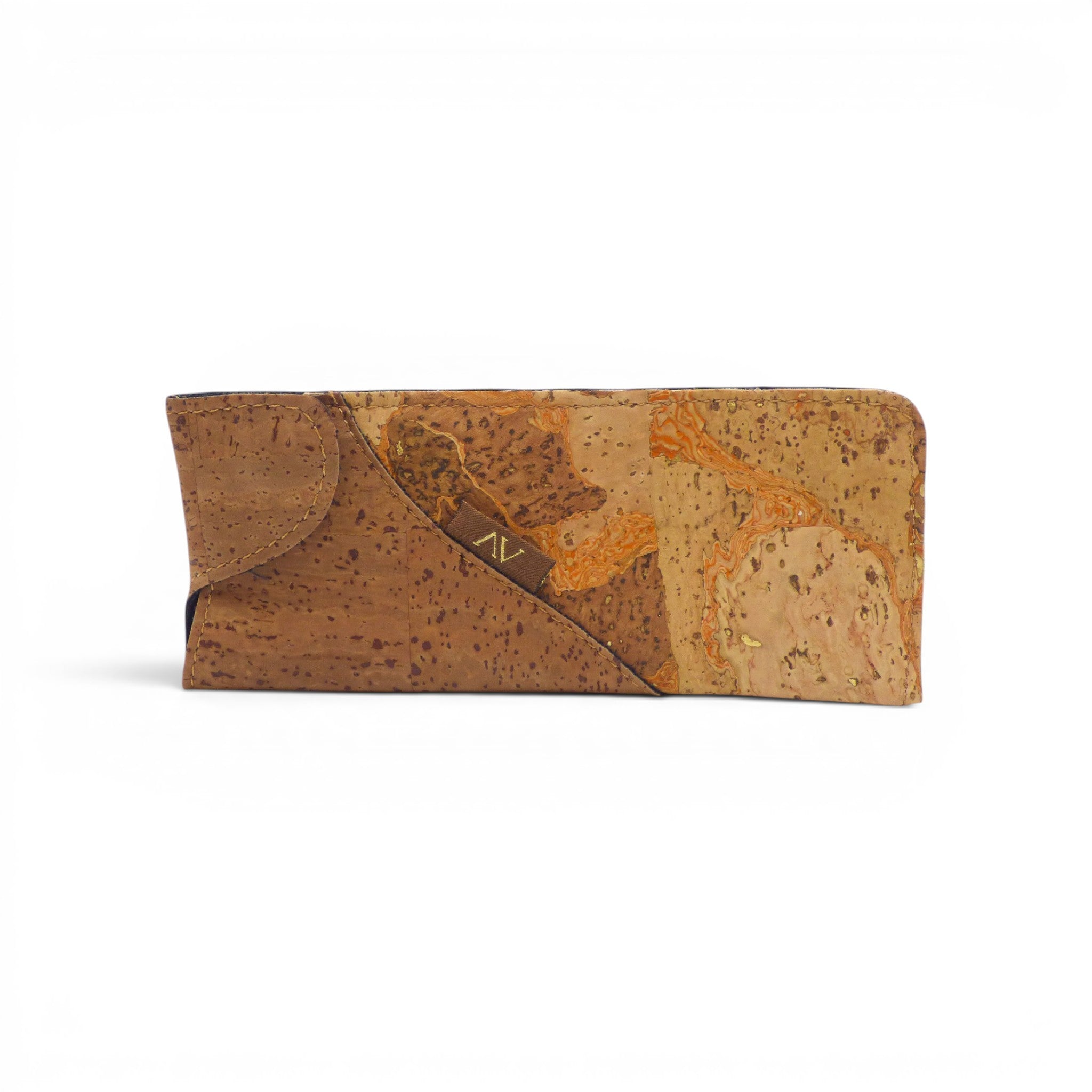 Marbre marron orange dore craquele sur etui lunettes