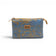 Porte-monnaie zippé liège floral baroque bleu or, motif baroque luxe
