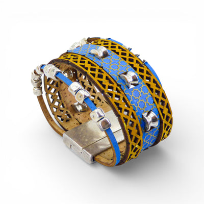 Bracelet manchette 'Nomade' en liège Artipel - vue de face - artisanat Portugal