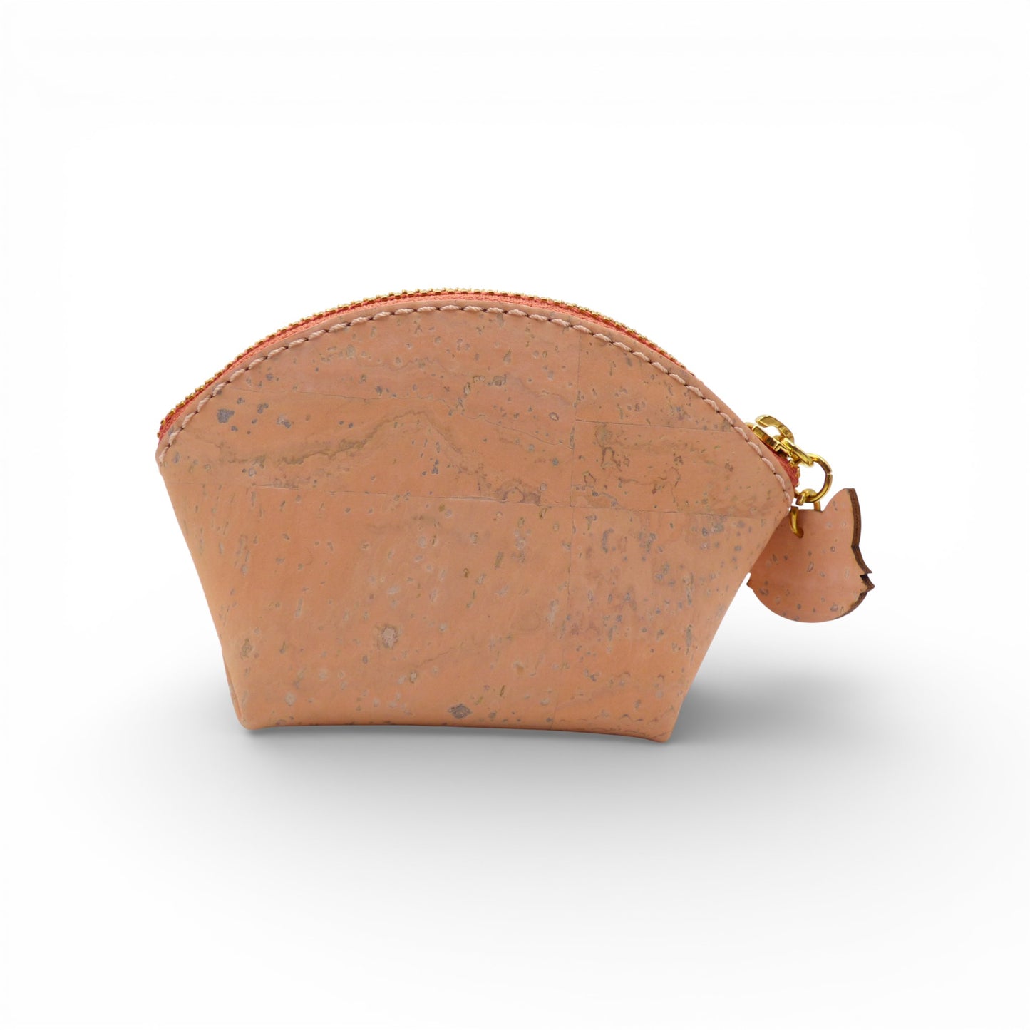 Coral cork wallet "Petit Chat d'Amour" by Artipel featuring a charming cat charm and a stylish design.