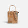 Petit sac bandoulière en liège motif Parquet, bandes sable et vert d'eau