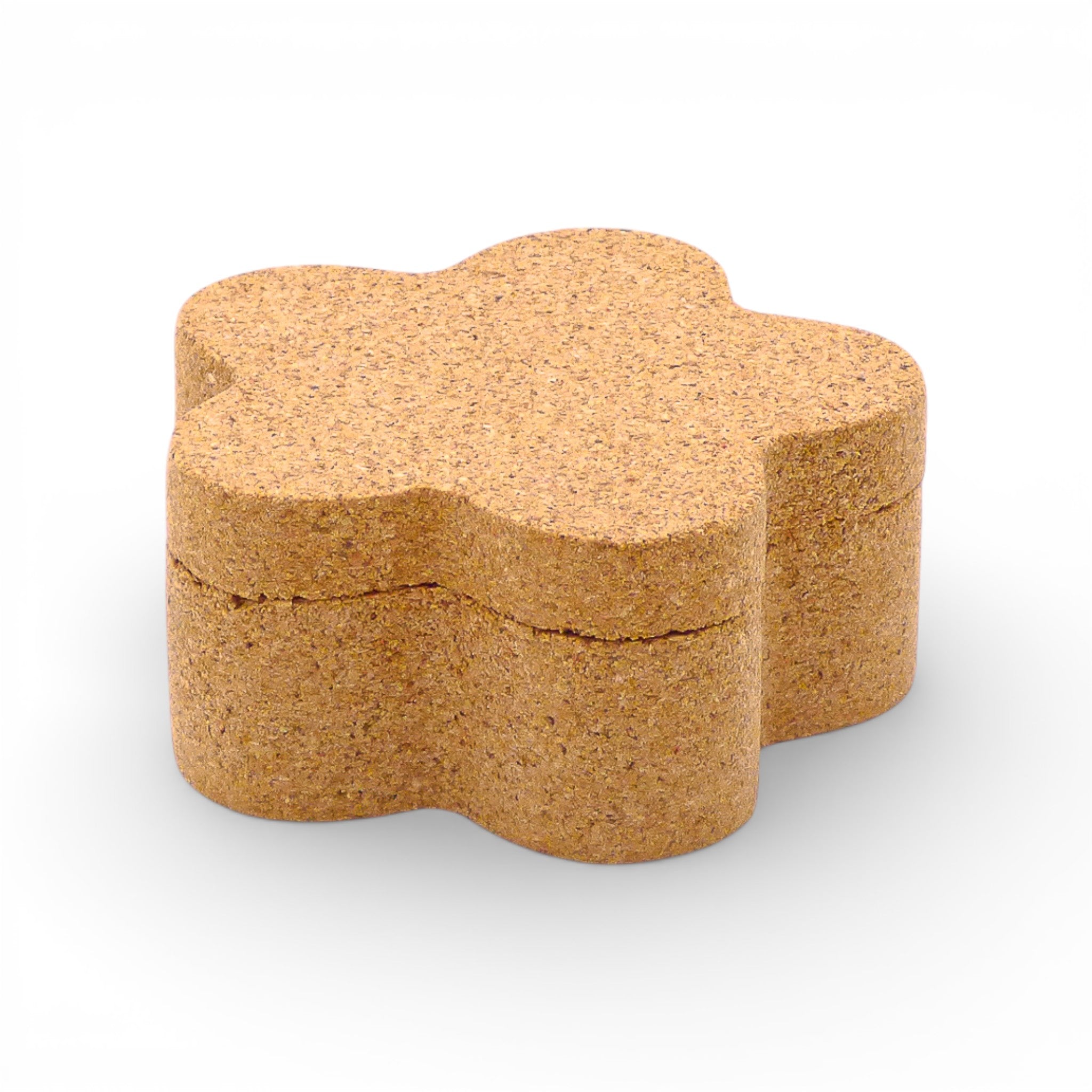 Petite Boîte "Fleur" en Liège de Valoris, décoration en forme de fleur, affichant une texture naturelle et artisanale.